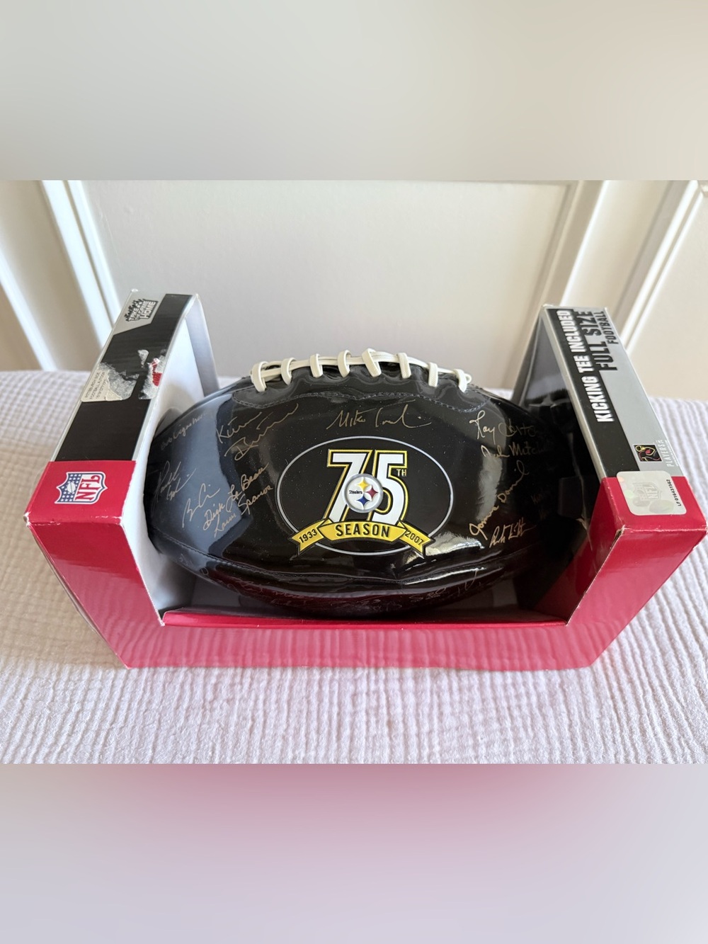 Vintage 2007 Pittsburgh Steelers 75th Anniversary Replicate Signature Football